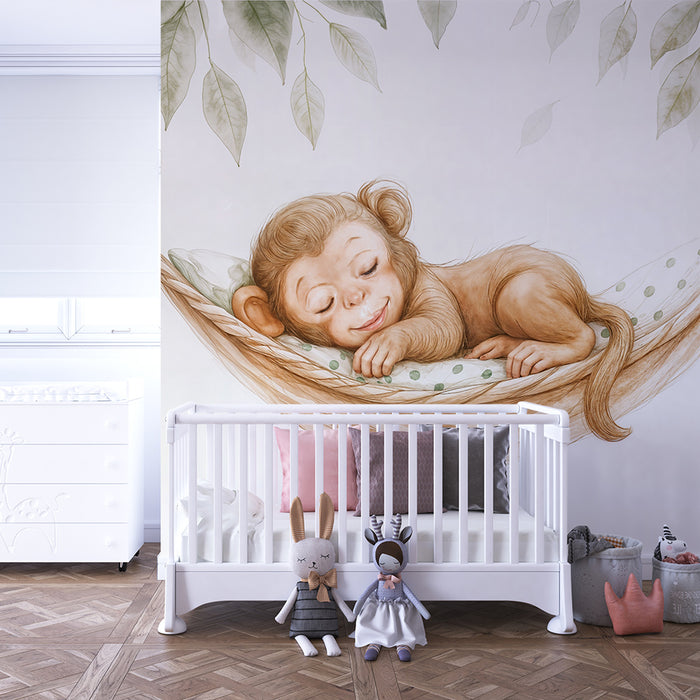 Papel pintado de mono | Adorable ilustración de mono dormido