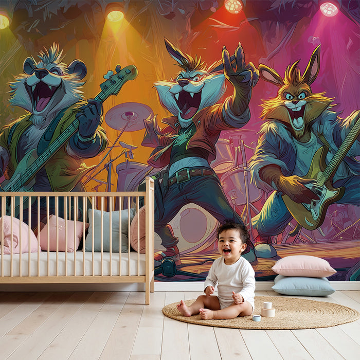 Papier peint chambre enfant | Rock 'n' Roll animalier