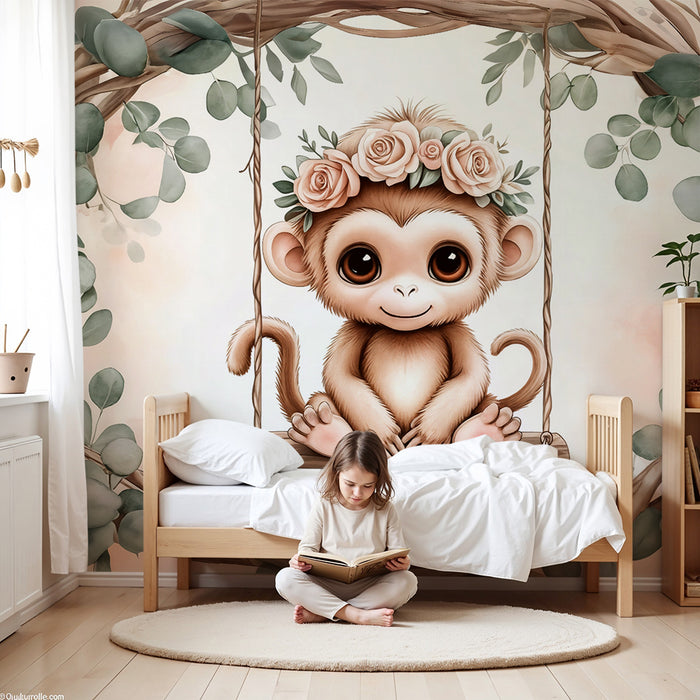 Papier dekorativna opica | Nežna in cvetlična stenska dekoracija
