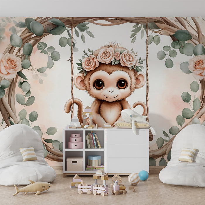 Papier dekorativna opica | Nežna in cvetlična stenska dekoracija