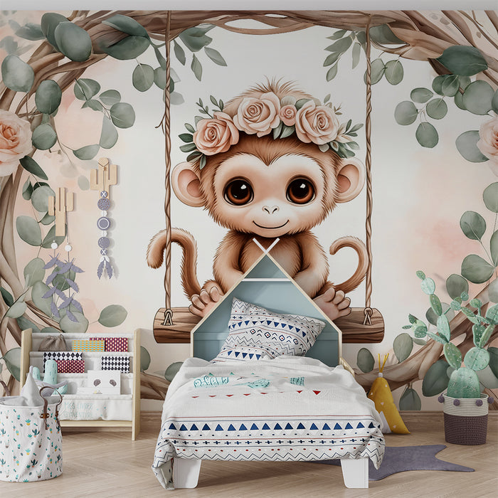Papier dekorativna opica | Nežna in cvetlična stenska dekoracija