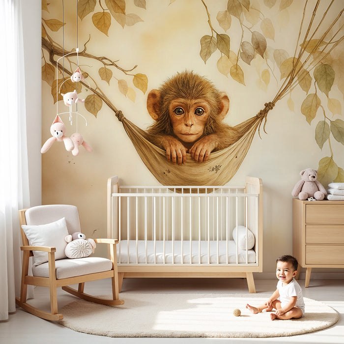 Papier peint singe mignon | Design doux et ludique