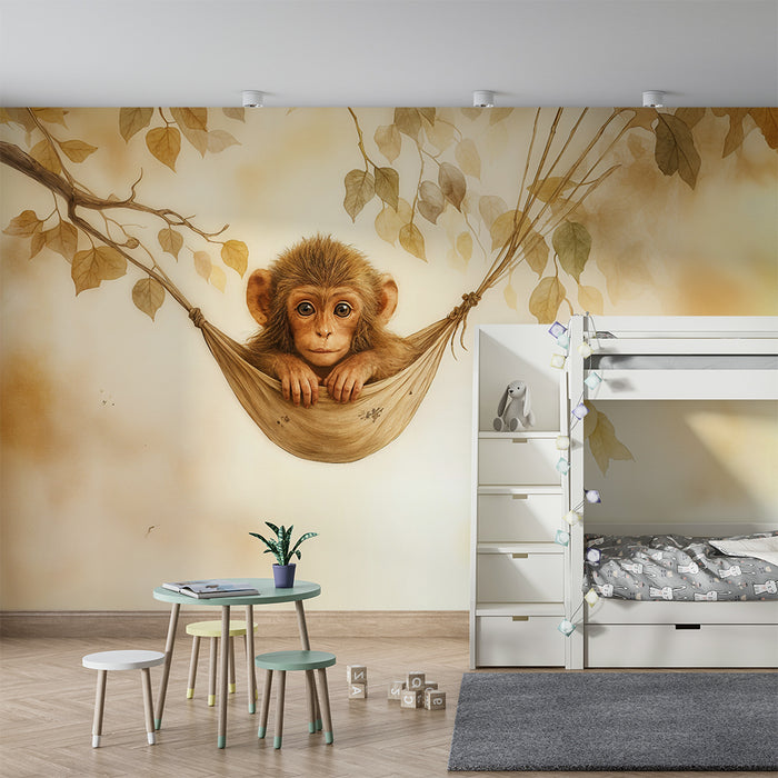Papier peint singe mignon | Design doux et ludique