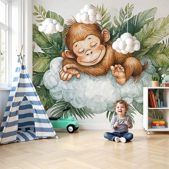 Tapeta s uspavanim majmunom | Ljupki i egzoticni ilustracija