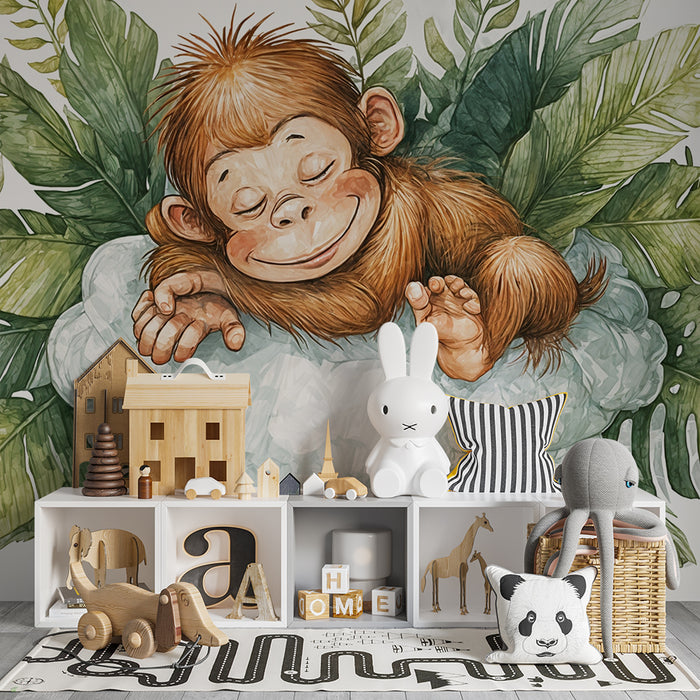 Tapeta s uspavanim majmunom | Ljupki i egzoticni ilustracija