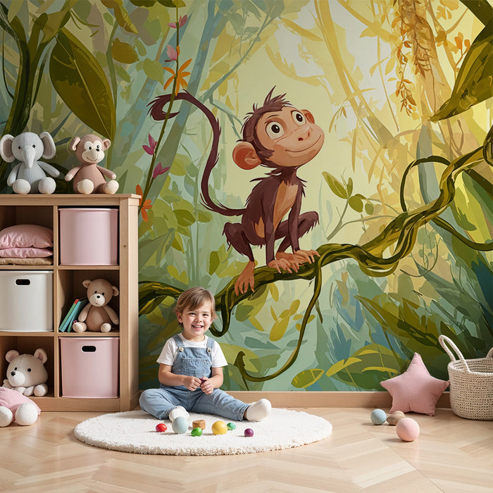 Papel pintado de mono animado | Aventura tropical
