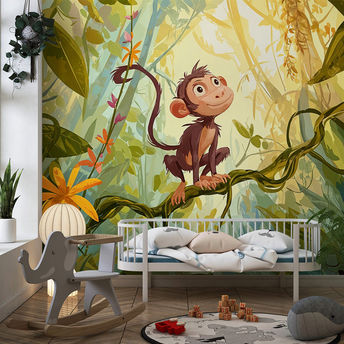 Papel pintado de mono animado | Aventura tropical