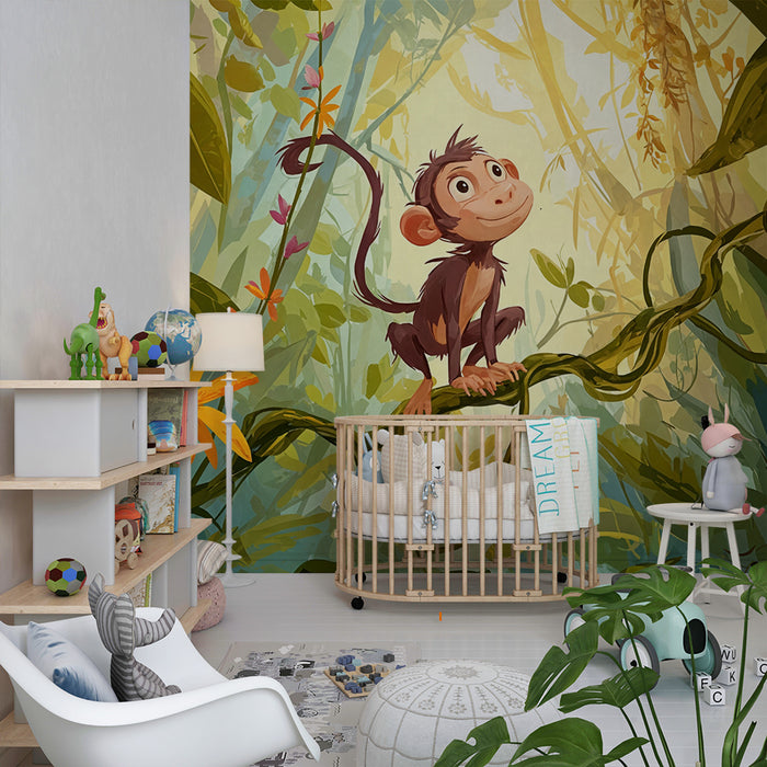 Papel pintado de mono animado | Aventura tropical