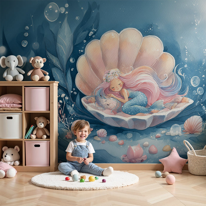 Havfrue tapet | Illustration af eventyrligt undervandsfortælling