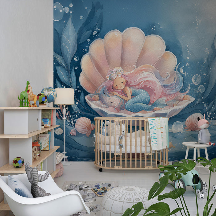 Havfrue tapet | Illustration af eventyrligt undervandsfortælling