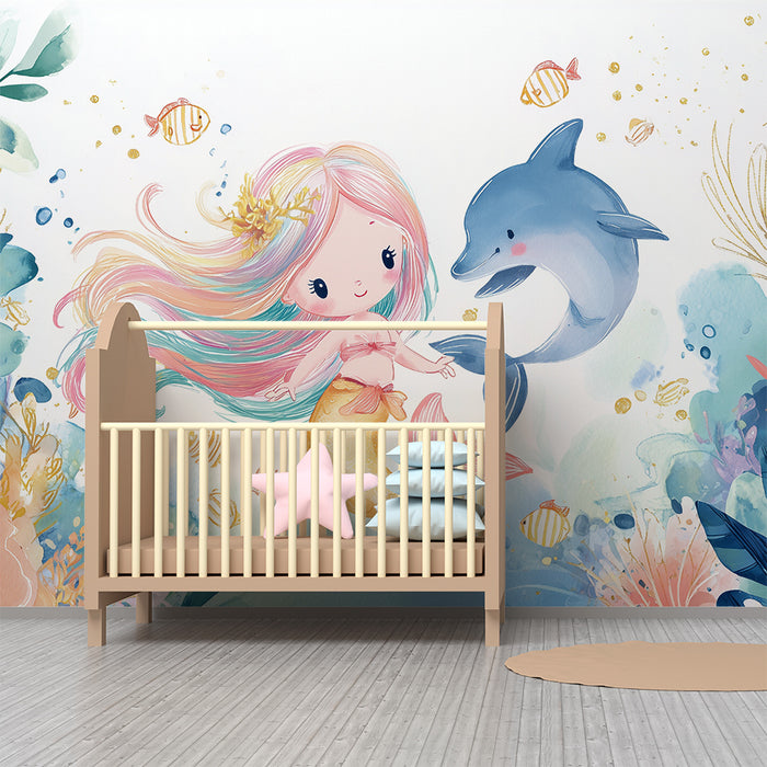 Havfrue tapet | Marine dekoration til børneværelset