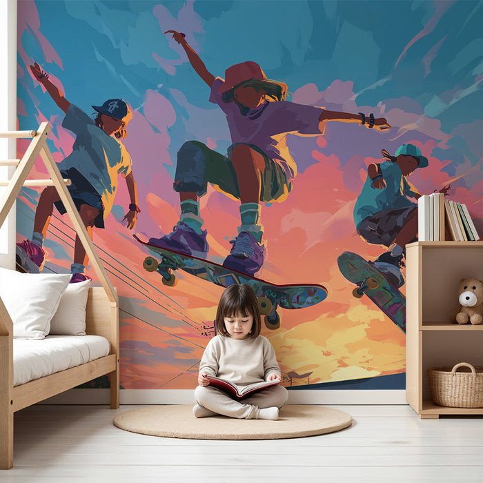 Papier peint skateboard | Jeunesse et coucher de soleil