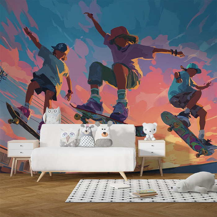 Papier peint skateboard | Jeunesse et coucher de soleil