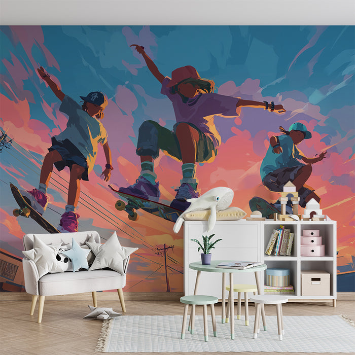 Papier peint skateboard | Jeunesse et coucher de soleil