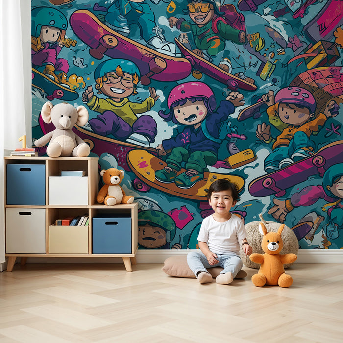 Papel de parede skater | Πολύχρωμα και παιχνιδιάρικα σχέδια