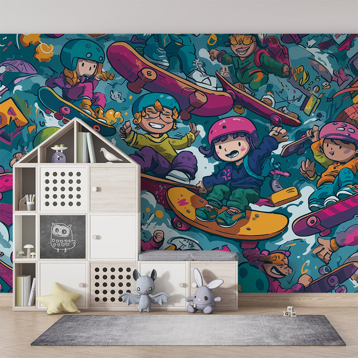 Papel de parede skater | Πολύχρωμα και παιχνιδιάρικα σχέδια