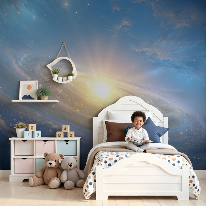 Lastenhuoneen tapetti | Valaiseva galaksi ja taivaalliset pilvet