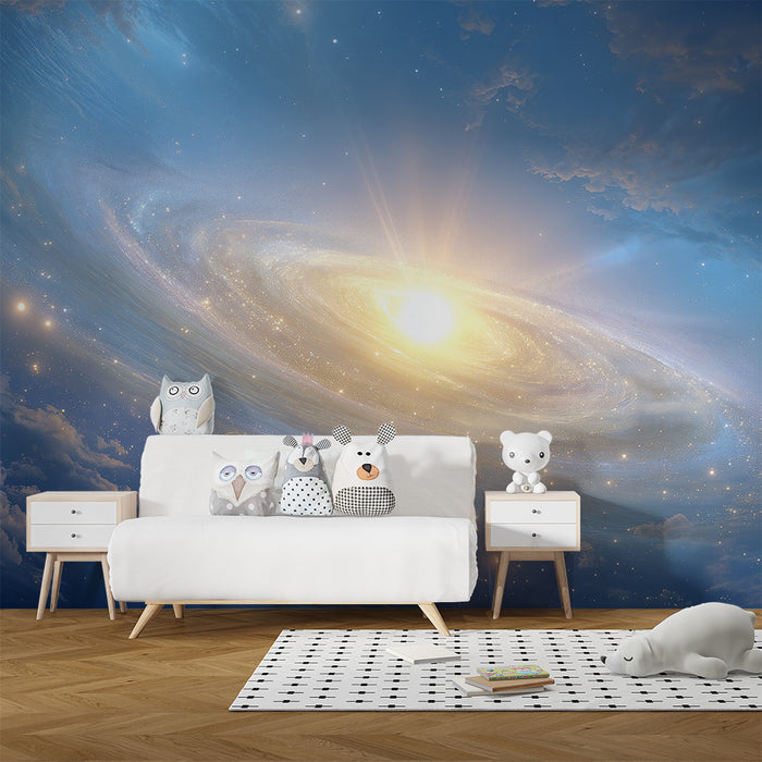 Lastenhuoneen tapetti | Valaiseva galaksi ja taivaalliset pilvet