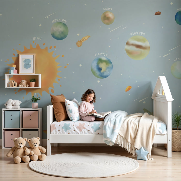 Lastenhuoneen tapetti | Taianomainen aurinkokuntajärjestelmä