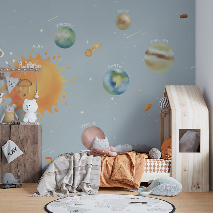 Lastenhuoneen tapetti | Taianomainen aurinkokuntajärjestelmä