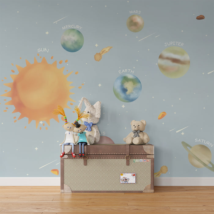 Lastenhuoneen tapetti | Taianomainen aurinkokuntajärjestelmä