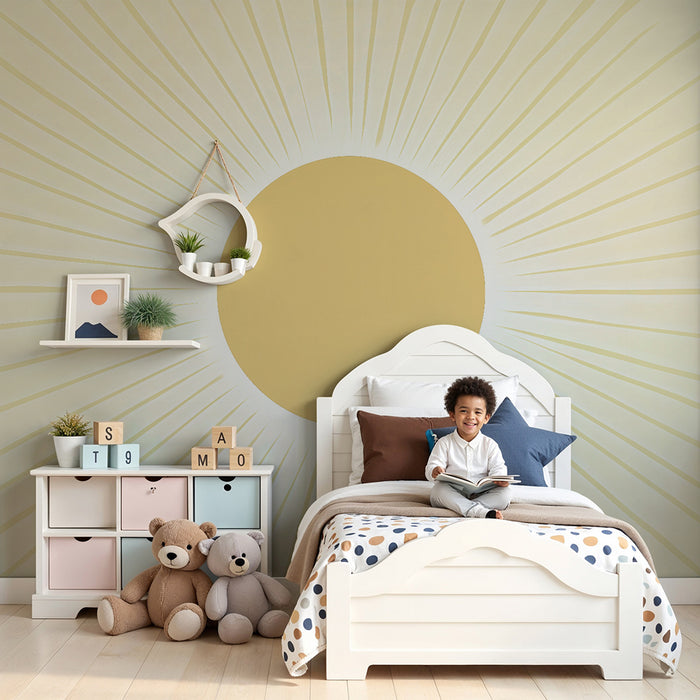 Papel pintado infantil | Sol radiante pastel