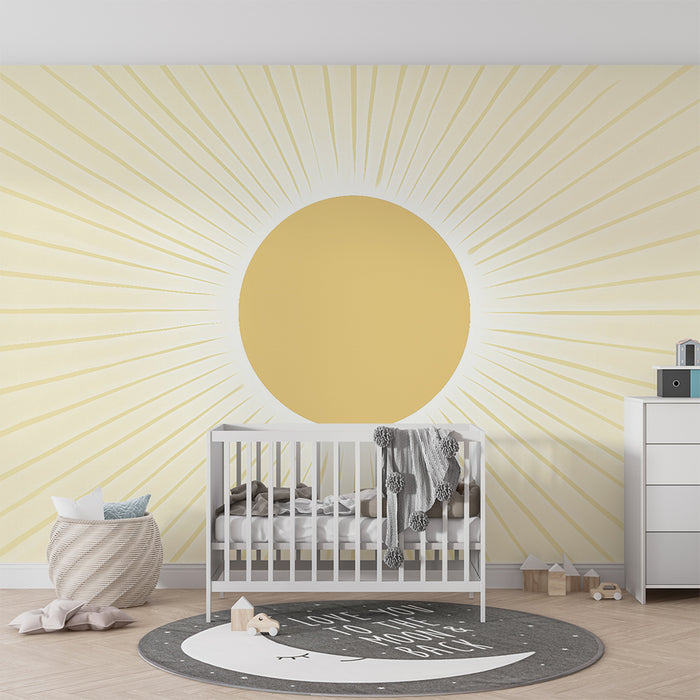 Papel pintado infantil | Sol radiante pastel
