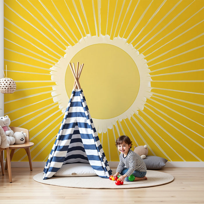 Papel pintado infantil | Estrella radiante amarilla