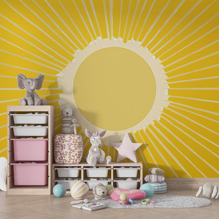 Papel pintado infantil | Estrella radiante amarilla