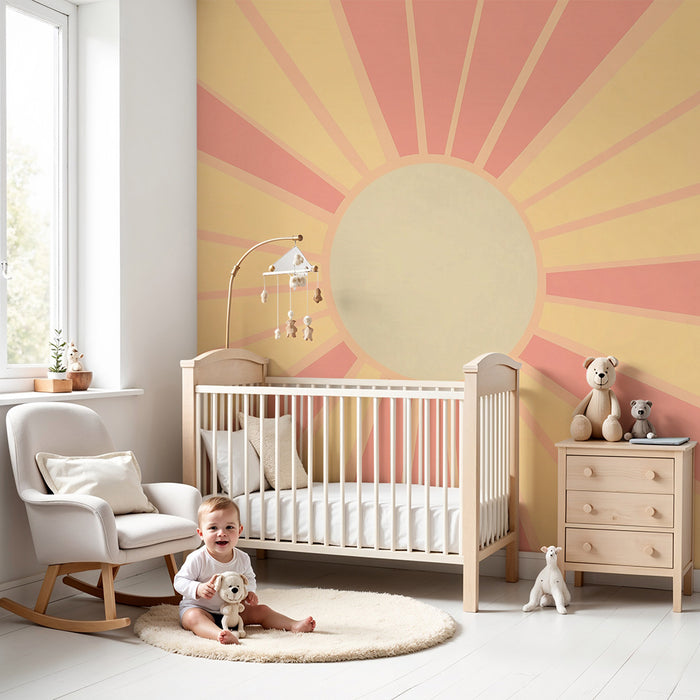 Papel pintado infantil | Rayos de sol retro