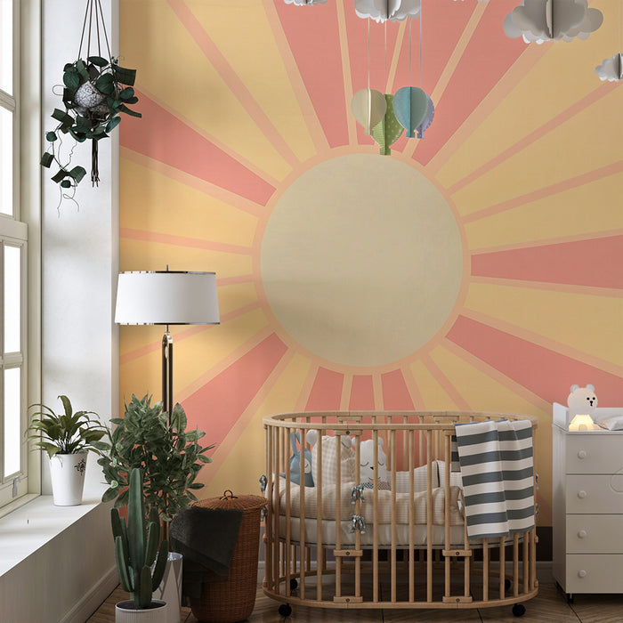 Papel pintado infantil | Rayos de sol retro