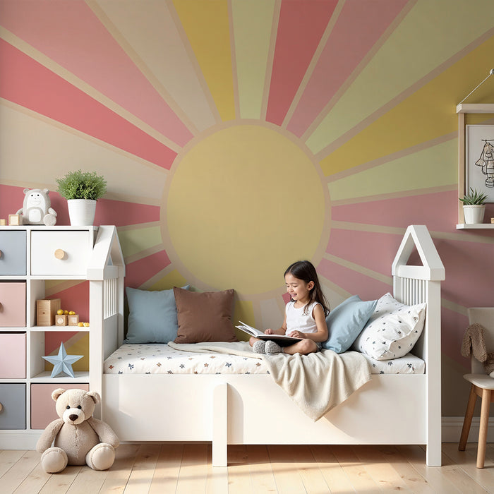 Papel pintado infantil | Rayos de sol pastel