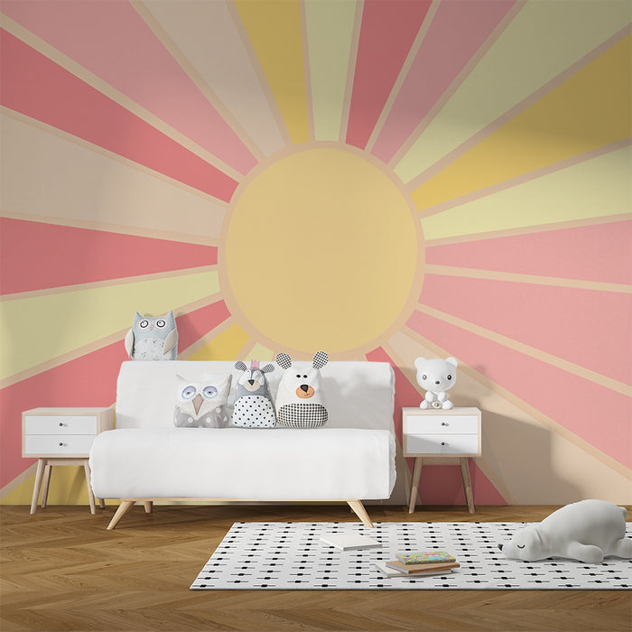 Papel pintado infantil | Rayos de sol pastel
