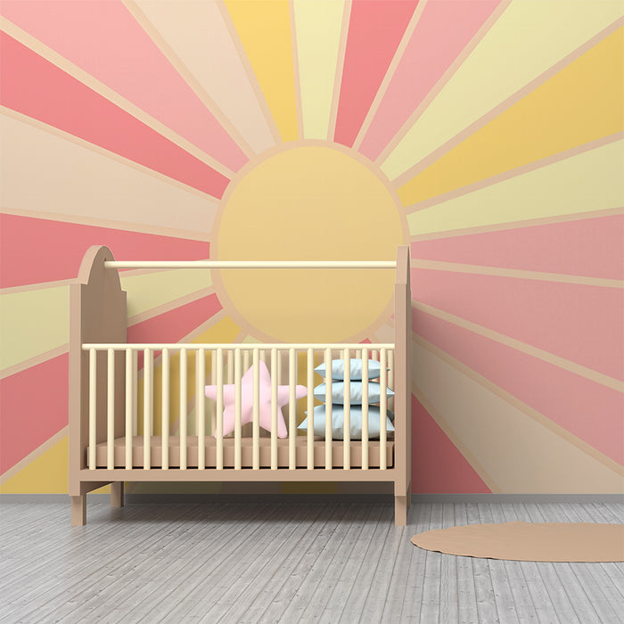 Papel pintado infantil | Rayos de sol pastel