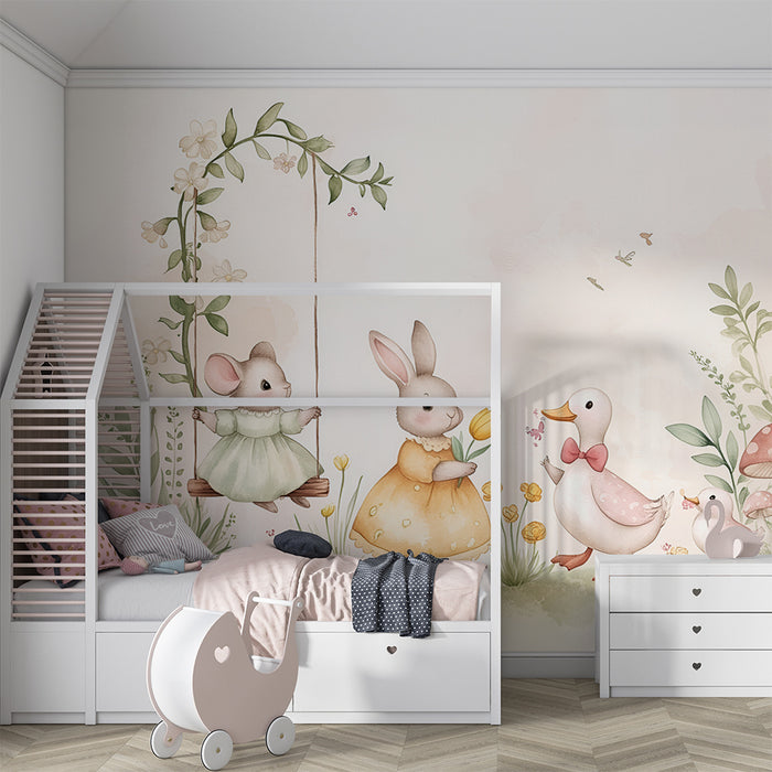 Barntapet | Vänliga djur i pastell