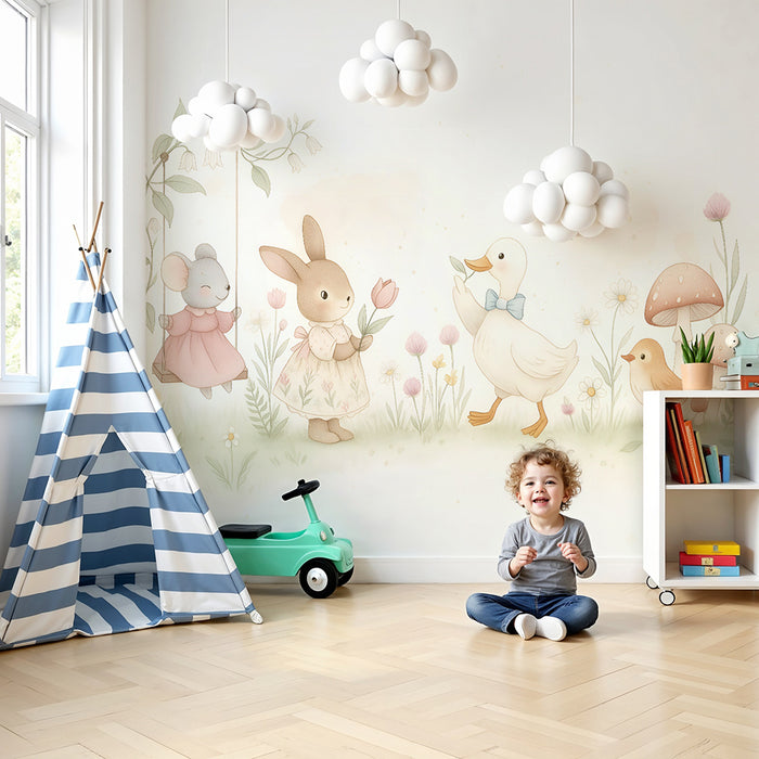 Lastenhuoneen tapetti | Lumottu puutarhan eläimet