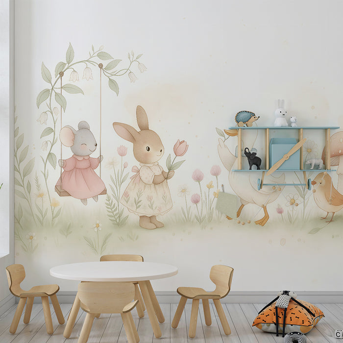 Lastenhuoneen tapetti | Lumottu puutarhan eläimet