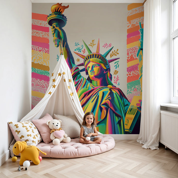 Børneværelse tapet | Statue of Liberty i levende farver