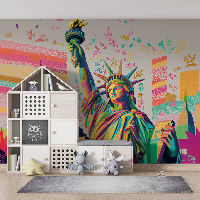 Børneværelse tapet | Statue of Liberty i popfarver