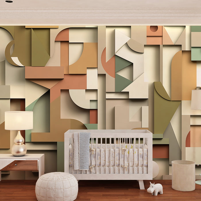 Børneværelse tapet | Multifarvet retro geometri