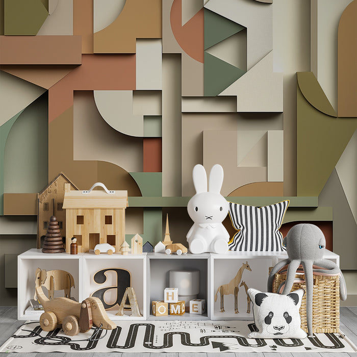 Børneværelse tapet | Multifarvet retro geometri