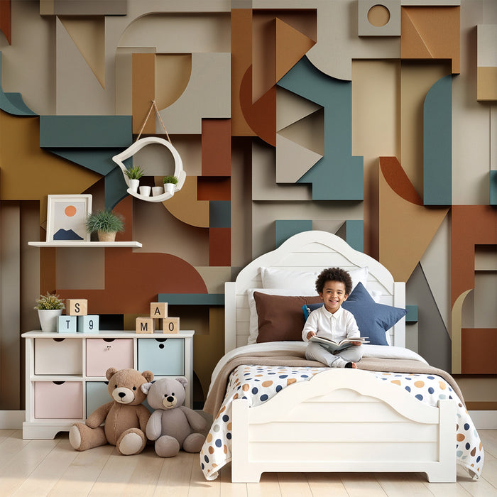 Børneværelse tapet | Farverige geometriske former