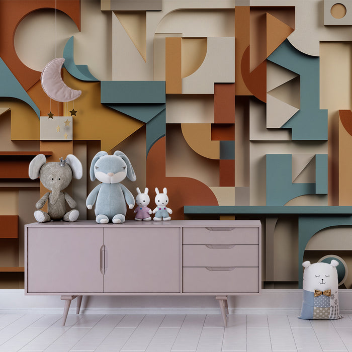 Børneværelse tapet | Farverige geometriske former