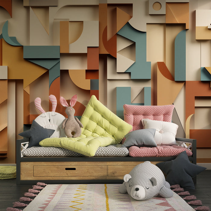 Børneværelse tapet | Farverige geometriske former