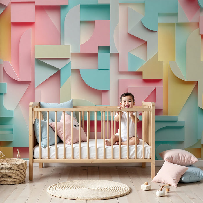 Børneværelse tapet | Pastel geometri