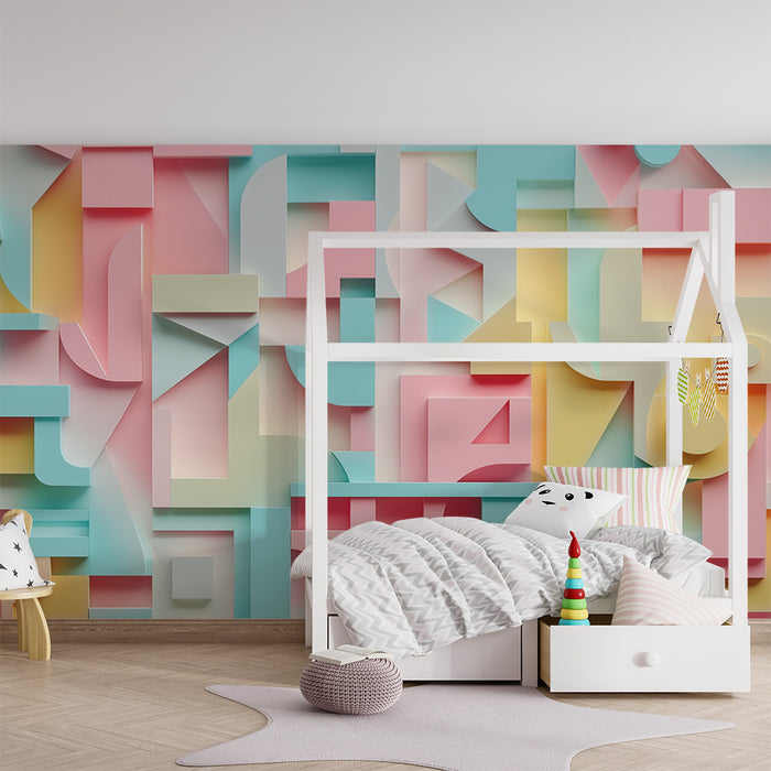 Børneværelse tapet | Pastel geometri