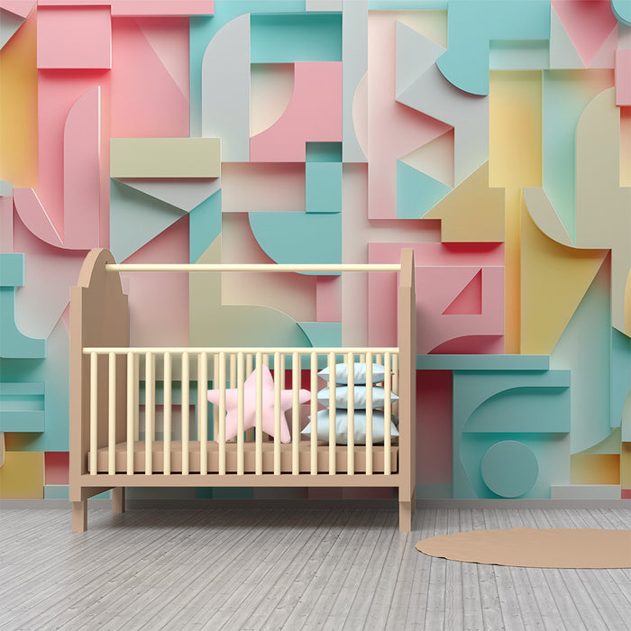Børneværelse tapet | Pastel geometri