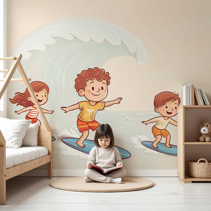 Papel pintado infantil | Surfers felices