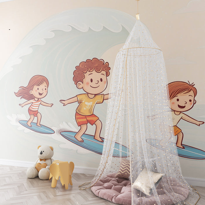Papel pintado infantil | Surfers felices