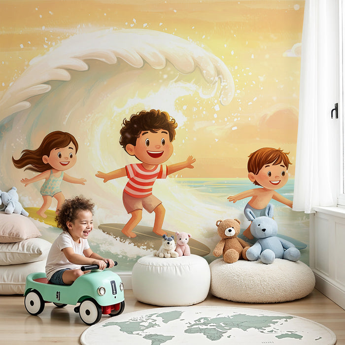 Papel pintado infantil | Aventura de surf soleado